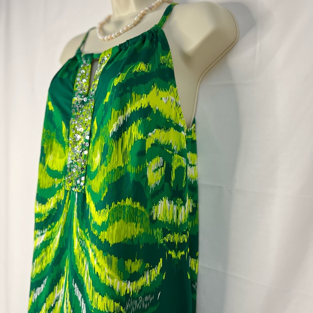 EUC * INC International Concepts Yellow and Green Halter Midi Sundress - Picture 5 of 9